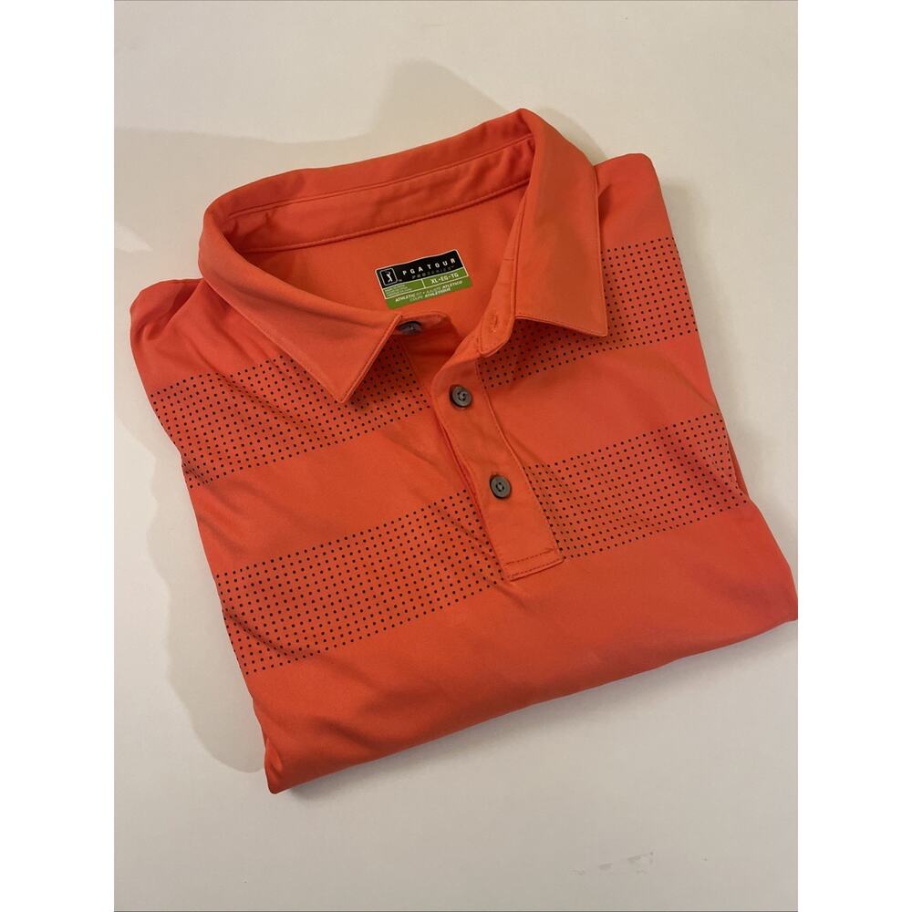PGA TOUR Pro Series Athletic Fit XL Orange Dot Polo Golf Shirt